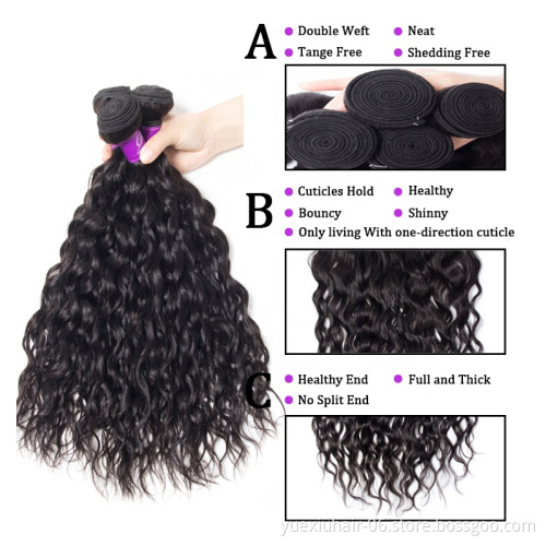 High Quality Human Hair Weave Bundles Water Wave Cuticle Aligned Virgin Brazilian Hair Extensions